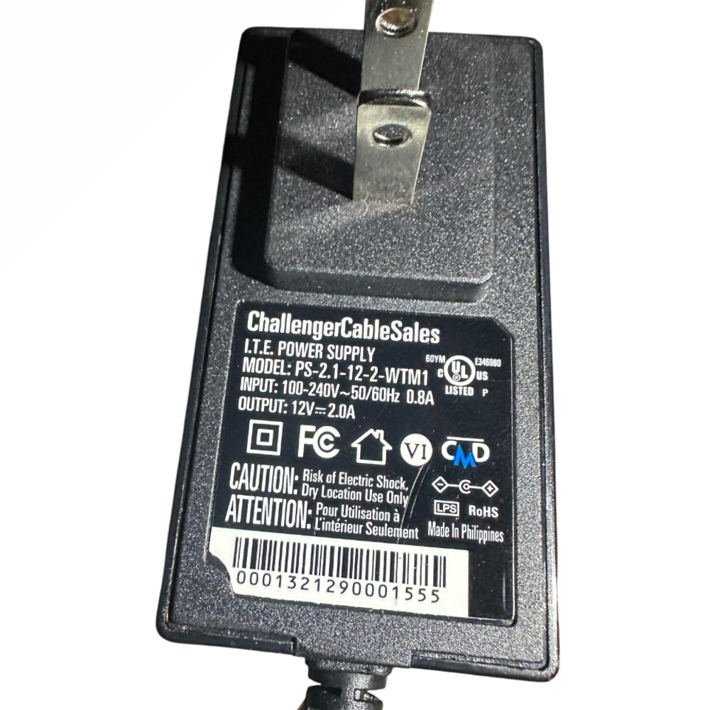 ChallengerCableSales 12V 2.0A Power Supply - Black